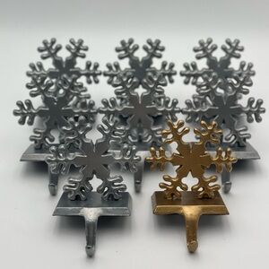Snowflake stocking hanger lot of 8. 7 silver 1 gold